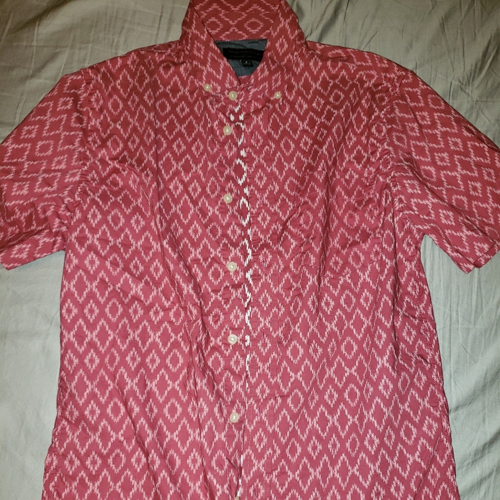 Banana Republic Red Diamond Button Down Shirt S